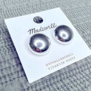 Madewell Button Stud Earrings - Silver